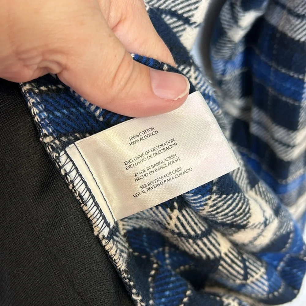 Orvis Men's Plaid Flannel Button Down Shacket Size XXL Black Blue Casual‎ Cozy